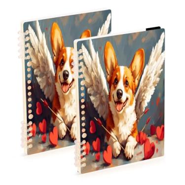 Imagem de Burbuja Cadernos para cães Cupido dos Namorados, papel pautado universitário A5 com 60 folhas, fichário para diário, escritório, 2 unidades