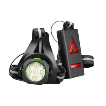 Imagem de oshhni Luz de corrida recarregável com faixa refletora frontal para adultos, luz de LED para uso no peito, lâmpada de advertência para camping, 5 Leds
