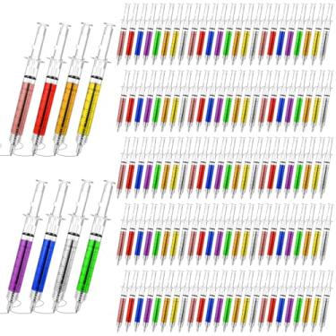 Imagem de Tobeelec 120 canetas esferográficas retráteis de seringa para enfermeiras divertidas, várias cores, para suprimentos de enfermagem (estilo clássico, 8 cores)
