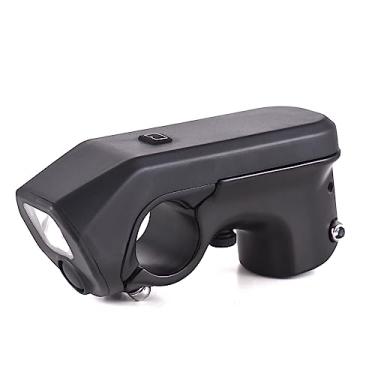 Imagem de Cousopo Haste de bicicleta Haste de guidão de bicicleta Luz LED Farol de bicicleta com haste de bicicleta 31,8 mm 31,8 mm Haste de bicicleta 3 em 1 Haste de guidão recarregável USB com farol LED e