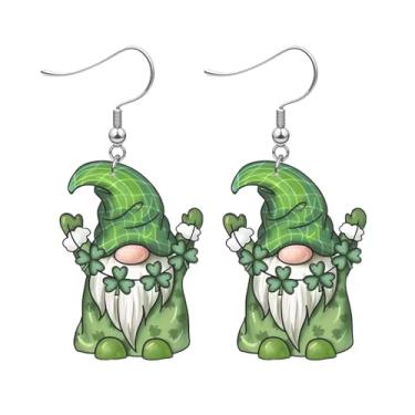 Imagem de LaBling Brincos femininos do Dia de São Patrício | Brincos pendentes de acrílico trevo irlandês | Brincos divertidos com chapéu de trevo - 006