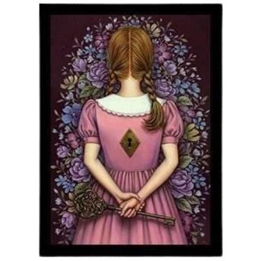 Imagem de Quadro Decorativo Surrealista Menina Com Chave Vidro 24X18Cm
