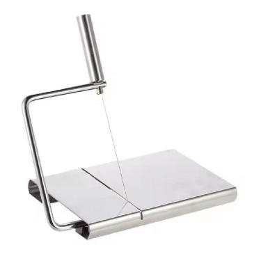 Imagem de Cortador E Fatiador De Queijos Em Inox Com Bandeja Manual Para Frios, Frutas, Legumes E Bolos