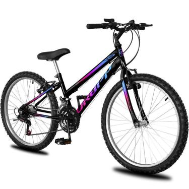 Imagem de Bicicleta Aro 24 Infantil Feminina 18 Vel Marchas Dropp Sport Freio V-brake - Preto+azul - único Preto+azul