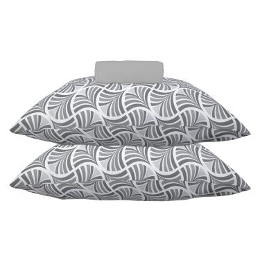 Imagem de Jogo de Cama KazzaVip Queen Malha Mista 70% Algodão e 30% Poliéster La Plata 3 Peças Cinza