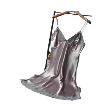 Imagem de Camisola Sexy Feminina De Seda Com Renda E Patchwork, Lingerie, Roupa 