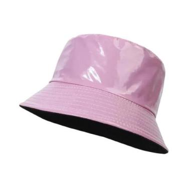 Imagem de Chapéu Bucket Unissex Impermeável De Couro PU Estilo Hip-Hop Brilhante