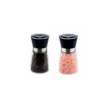 Imagem de Moedor de Sal e Pimenta Vidro e Moinho em Ceramica Preto 2un - CASACHA