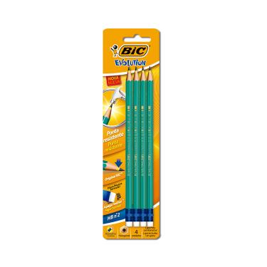 Imagem de Lápis Grafite Bic Evolution Hexagonal HB Nº2 com Borracha 4 Unidades