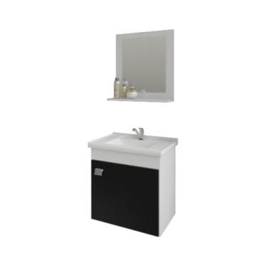 Imagem de Gabinete Armário P/ Banheiro Branco E Café Iris Mgm 44cm - Mgm Móveis