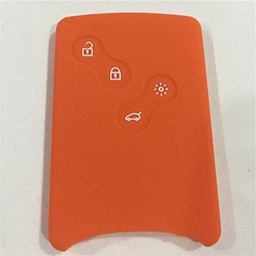 Imagem de YJADHU Capa de borracha de silicone para chave de carro Chave remota de 4 botões, adequada para Renault Clio Logan Megane 2 3 Koleos Scenic, laranja