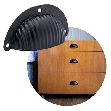 Imagem de Puxador De Gavetas Rustico Modelo Concha Armários Preto Rose (Preto Fosco)