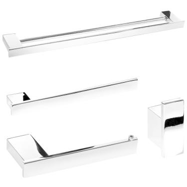 Imagem de Kit De Acessórios Para Banheiro Cromado Master Duplo 4 Peças