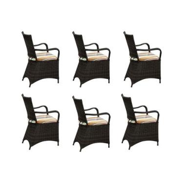 Imagem de Kit 6 Cadeiras De Jantar Em Junco Base Aço Maracaipe - Café - Aja Fibr