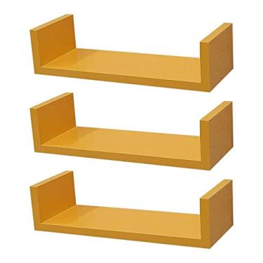 Imagem de Kit 3 Prateleiras U 30 x 10cm Amarela Suporte Invisível