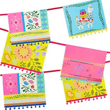 Imagem de Talking Tables 4 metros - Papel floral reutilizável premium com decoração Boho com design de lhama - ideal para festa de aniversário, jardim ao ar livre ou churrasco, várias