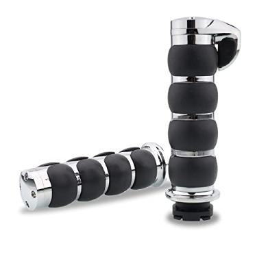 Imagem de TSUNG Punhos de guidão de motocicleta de 25 mm de 25 mm compatível com Harley Davidson Dyna Sportster Road King Street Glide Fat Boy Honda Shadow VTX Spirit (Chrome-G)