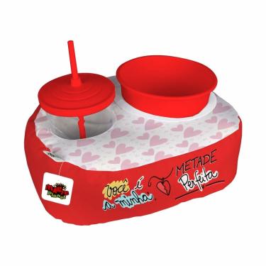 Imagem de Almofada Kit Pipoca Cinema 1 Copo Canudo Balde Namorados Você é Minha Metade Perfeita