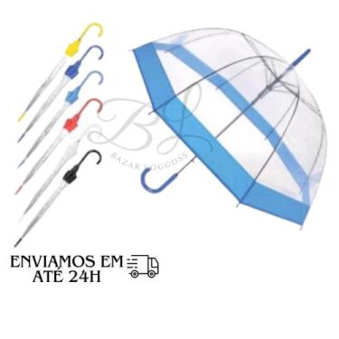Imagem de Guarda-chuva cabo longo bengala transparente susino, Branco