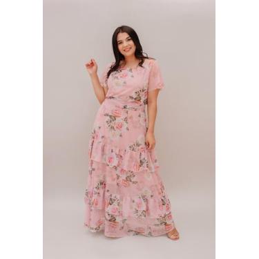 Imagem de Vestido longo tule floral nude - Nysyane, P