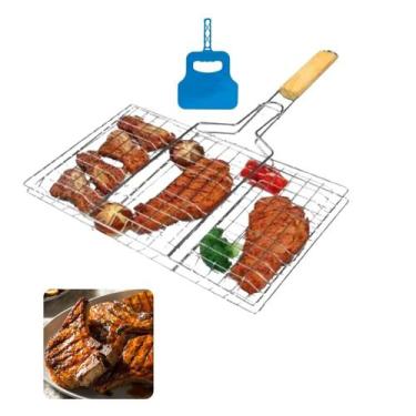 Imagem de Grelha articulada p/assar carne,asinha,linguiça,peixe grande + abanado