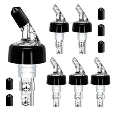 Imagem de 6 peças de garrafa de licor, despejadores de vinho, 30 ml, dosadores de bebidas medidas, dispensador de bebidas para barman para álcool, tequila, coquetel, uísque, casa, bar