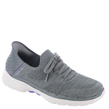 Imagem de Skechers® Performance Go Walk 6 Lovely Day Hands Free Slip-Ins Tênis feminino – bico redondo, Cinza/lavanda, 35