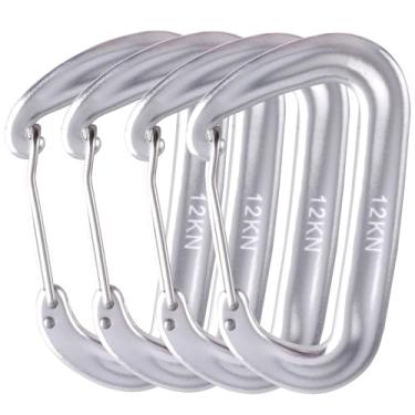 Imagem de Azarxis Clipes mosquetão, anel D de alumínio 12 kN, porta-chaves resistentes e leves para rede, acampamento, caminhada, atividades ao ar livre, academia, coleira para cães, mochila, arnês (12kN