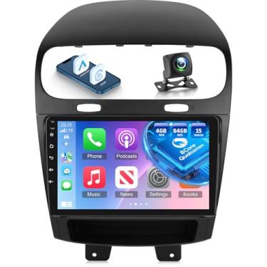 Imagem de Rádio Qualcomm 4 + 64G de 8 núcleos para Dodge Journey 2011-2019, Android Journey Car Stereo - Carplay/Android Auto/Bluetooth 5.1/SWC/FM RDS/tela sensível ao toque de 9 polegadas