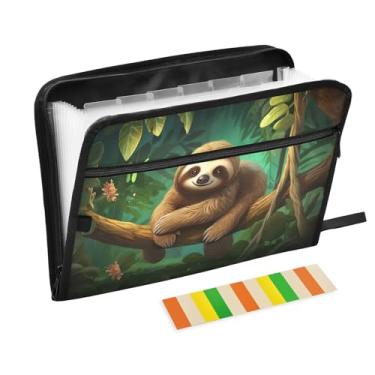 Imagem de Wassud Sloth in The Branch Organizador de arquivos sanfonado com 13 bolsos com abas e adesivos, organizador de pastas de documentos de recibo de papel tamanho carta A4 para viagens de escritório