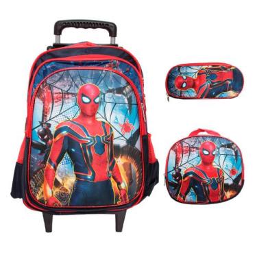 Imagem de Kit Mochila Infantil Escolar Masculina Rodinha 3D Grande - Plike