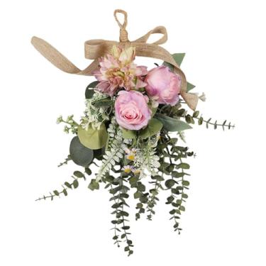 Imagem de MotiveTech Guirlanda floral para decoração de casa, porta de entrada, de flores em formato de lágrima, ideal para hotéis, festivais e, Roxo