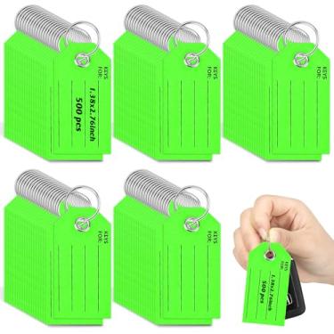 Imagem de 500 etiquetas de chave vermelhas com etiquetas etiquetas de papel branco com anéis 3,3 x 6,9 cm etiquetas de chaveiro para escrever em massa etiquetas de etiquetagem de bagagem para marcadores de