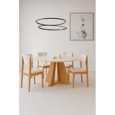 Imagem de Sala de Jantar Moderna c Vidro 4 Cad 1,10m - Rubi Turim - LJ - LJ Móve