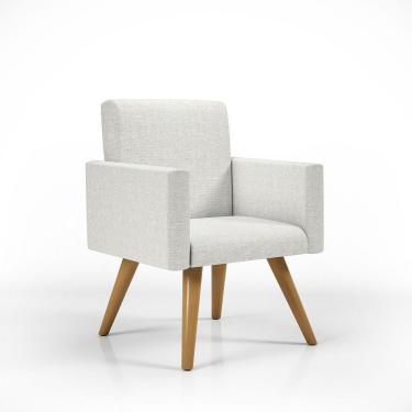 Imagem de Poltrona Decorativa Cadeira Recepção Linho linho Bege