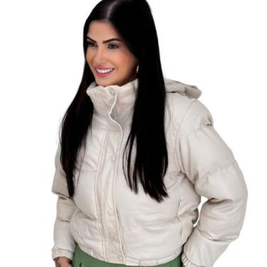 Imagem de Jaqueta Puffer Couro Feminina Forrada com Pelinhos - Natalia STORE, Be