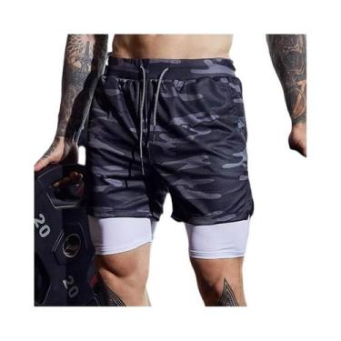Imagem de Shorts Esportivos Masculinos 2 Em 1 Para Verão, Corrida, Praia, Academ