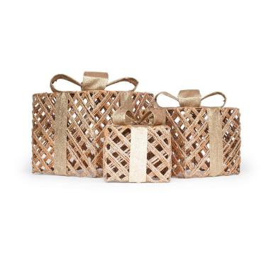 Imagem de Caixa Presente Decorativo C/ Laço Champagne 30x26x26 1021200