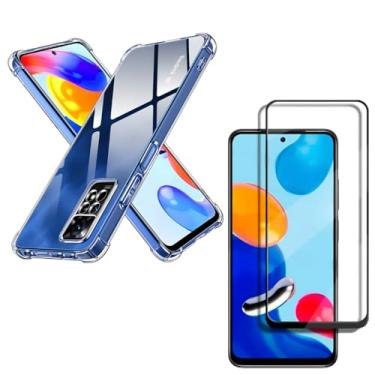Imagem de Capa Capinha Anti Impacto + Película de Vidro Temperado 3D Para Redmi Note 11 Pro Tela De 6,67 Polegadas - (Bluepink)