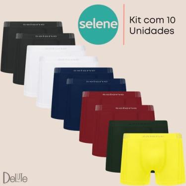 Imagem de Cueca Boxer Selene Masculina Kit com 10 Sem Costura e Conforto, Sortid