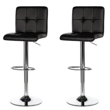 Imagem de Kit 2 Banqueta Giratória ANM2800B Gomos Confort  Anima Office Estofada em PU Preta Base Cromada