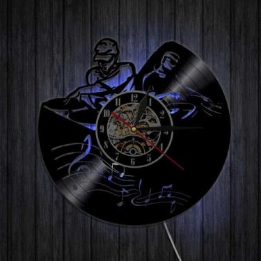 Imagem de Música Vinil Disco Wall Clock -piano Boy Led Light Wall Clo - HUOGUO