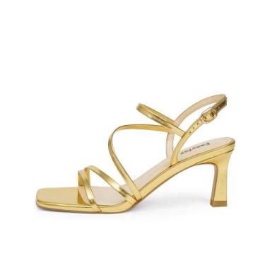 Imagem de Sandálias Easyfox Gold de salto alto com tiras para mulheres tamanho 1