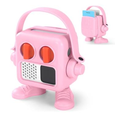 Imagem de YUULNMOP Capa protetora de plástico multifuncional compatível com Yoto Mini Player, capa protetora à prova de choque com design de robô fofo com alça para crianças, várias cores (rosa)