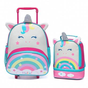 Imagem de Kit Mochila Rodinha Escolar Resistente Lancheira Térmica Creche-Unissex