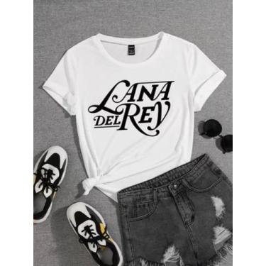 Imagem de Camiseta Feminina Baby Look Lana Del Rey Camisa 100% Algodão, Branco, 