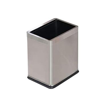 Imagem de Caixotes de lixo, lixo e reciclagem lata de lixo de aço inoxidável 10L para uso doméstico cozinha banheiro sala de estar grande duplo comercial hotel escritório cesta de papel simples escritório