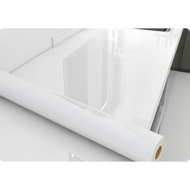 Imagem de ESSMOKO Papel de parede espesso efeito de mármore adesivo de bancada de cozinha impermeável à prova de óleo resistente a altas temperaturas papel de parede autoadesivo branco pérola 40 * 1000 cm