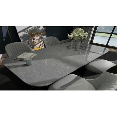 Imagem de Papel de parede simulado textura de mármore impermeável à prova de óleo resistente a manchas autoadesivo ecológico banheiro e cozinha bancada película protetora resistente a altas temperaturas cinza