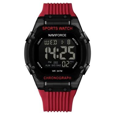 Imagem de Relógio Digital Esportivo Luminoso Pulseira De Silicone 50m à Prova D'água Vermelho